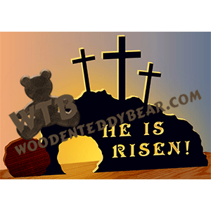 He is Risen Tomb #2 | Fretwork Scroll Saw Pattern | Wooden Teddy Bear