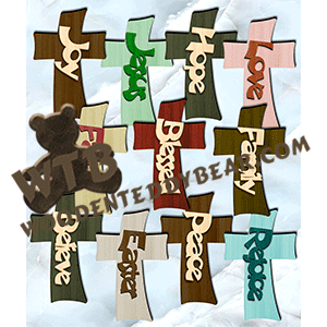 Curved Cross Set #2 | Fretwork Scroll Saw Pattern | Wooden Teddy Bear