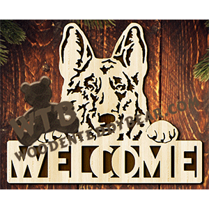 German Shepherd Welcome | Fretwork Scroll Saw Pattern | Wooden Teddy Bear