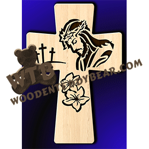 Easter Cross #6 | Fretwork Scroll Saw Pattern | Wooden Teddy Bear