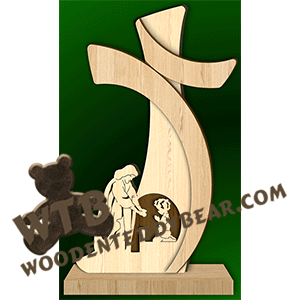 Cross with First Communion | Fretwork Scroll Saw Pattern | Wooden Teddy Bear