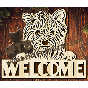 Yorkshire Terrier Welcome | Fretwork Scroll Saw Pattern | Wooden Teddy Bear