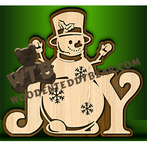 Joy Snowman #1 | Fretwork Scroll Saw Pattern | Wooden Teddy Bear