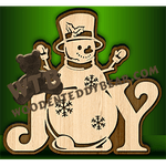 Joy Snowman #1 | Fretwork Scroll Saw Pattern | Wooden Teddy Bear