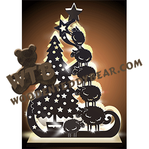 Lighted Christmas Tree & Sheep | Fretwork Scroll Saw Pattern | Wooden Teddy Bear