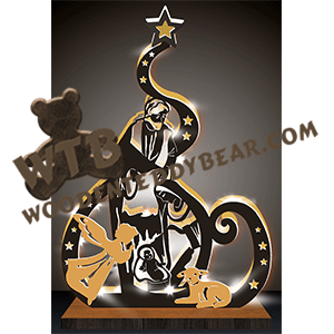 Lighted Holy Family | Fretwork Scroll Saw Pattern | Wooden Teddy Bear