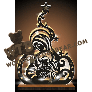 Lighted Mary & Jesus #2 | Fretwork Scroll Saw Pattern | Wooden Teddy Bear