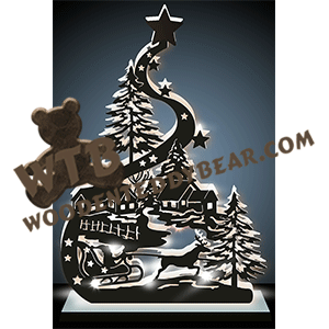 Lighted Santa & Sleigh | Fretwork Scroll Saw Pattern | Wooden Teddy Bear