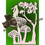 Rabbit on a Mushroom | Fretwork Scroll Saw Pattern | Wooden Teddy Bear