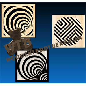 Optical Illusion Set #2 | Fretwork Scroll Saw Pattern | Wooden Teddy Bear