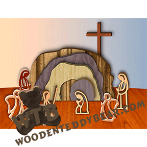 Resurrection Scene Tomb | Fretwork Scroll Saw Pattern | Wooden Teddy Bear