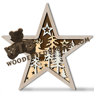 Layered Star Scene # 1 | Fretwork Scroll Saw Pattern | Wooden Teddy Bear