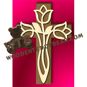 Tulip Cross | Fretwork Scroll Saw Pattern | Wooden Teddy Bear