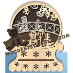 Snow Globe Light Box - Snow People | Fretwork Scroll Saw Pattern | Wooden Teddy Bear