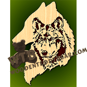 Wolf in Silhouette #1 | Fretwork Scroll Saw Pattern | Wooden Teddy Bear