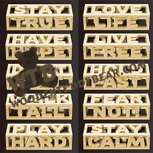 Compound Cut Inspiritional Phrases | Fretwork Scroll Saw Pattern | Wooden Teddy Bear