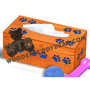 Paw Prints Tissue Box | Fretwork Scroll Saw Pattern | Wooden Teddy Bear