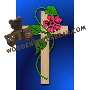 Cross with Flower | Fretwork Scroll Saw Pattern | Wooden Teddy Bear