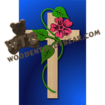 Cross with Flower | Fretwork Scroll Saw Pattern | Wooden Teddy Bear