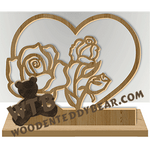 Roses In Heart | Fretwork Scroll Saw Pattern | Wooden Teddy Bear