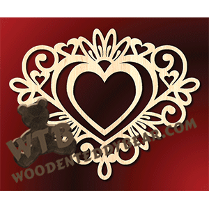 Decorative Fret Hearts Plaque | Fretwork Scroll Saw Pattern | Wooden Teddy Bear