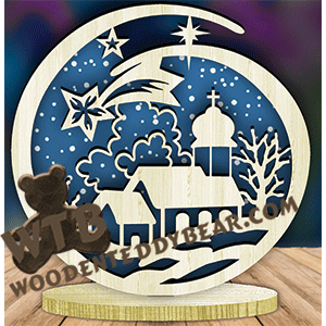 Freestanding Winter Scene #2 | Fretwork Scroll Saw Pattern | Wooden Teddy Bear