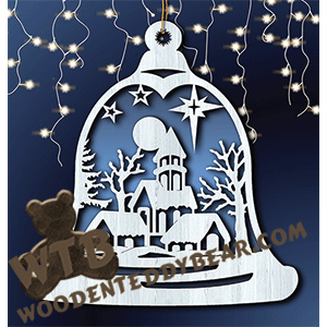 Winter Scene Bell #1 | Fretwork Scroll Saw Pattern | Wooden Teddy Bear