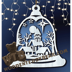 Winter Scene Bell #1 | Fretwork Scroll Saw Pattern | Wooden Teddy Bear