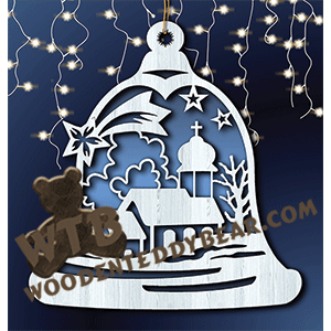 Winter Scene Bell #2 | Fretwork Scroll Saw Pattern | Wooden Teddy Bear