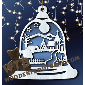 Winter Scene Bell #3 | Fretwork Scroll Saw Pattern | Wooden Teddy Bear