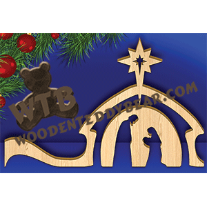 Simple Freestanding Nativity | Fretwork Scroll Saw Pattern | Wooden Teddy Bear