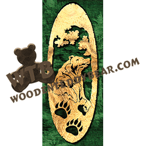Bear In Oval Wood Slab | Fretwork Scroll Saw Pattern | Wooden Teddy Bear