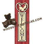 Vertical Welcome Plaque - Dogs | Fretwork Scroll Saw Pattern | Wooden Teddy Bear