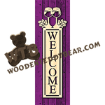 Vertical Welcome Plaque - Wine | Fretwork Scroll Saw Pattern | Wooden Teddy Bear