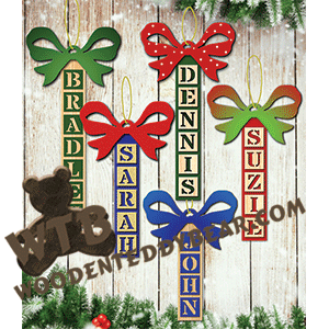 Personalized Letter Tile Ornaments | Fretwork Scroll Saw Pattern | Wooden Teddy Bear