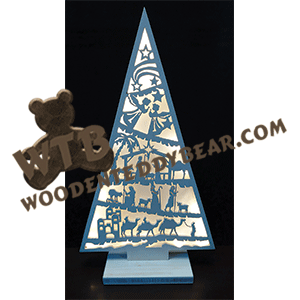 Lighted Large Nativity Tree | Fretwork Scroll Saw Pattern | Wooden Teddy Bear