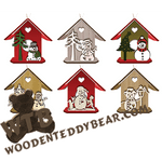 Roofed Ornaments - Snowmen | Fretwork Scroll Saw Pattern | Wooden Teddy Bear