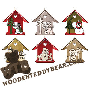 Roofed Ornaments - Snowmen | Fretwork Scroll Saw Pattern | Wooden Teddy Bear