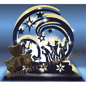 Lighted Nativity Scene #2 | Fretwork Scroll Saw Pattern | Wooden Teddy Bear