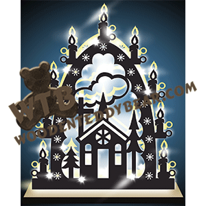 Lighted Two-Layered Church | Fretwork Scroll Saw Pattern | Wooden Teddy Bear