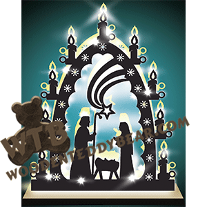 Lighted Two-Layered Nativity #1 | Fretwork Scroll Saw Pattern | Wooden Teddy Bear