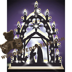 Lighted Two-Layered Nativity #2 | Fretwork Scroll Saw Pattern | Wooden Teddy Bear