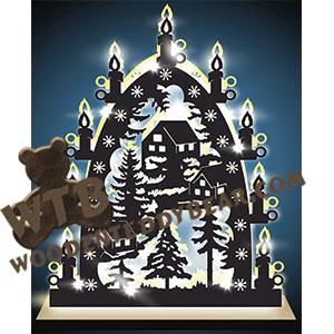 Lighted Two-Layered Village | Fretwork Scroll Saw Pattern | Wooden Teddy Bear