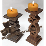 Two Compound Cut Tea Light Stands | Fretwork Scroll Saw Pattern | Wooden Teddy Bear