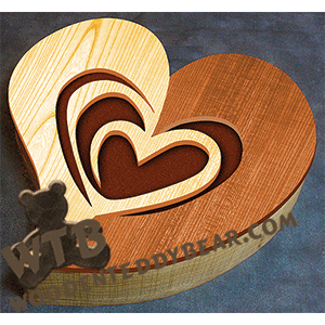 Two-Tone Curved Heart Box | Fretwork Scroll Saw Pattern | Wooden Teddy Bear