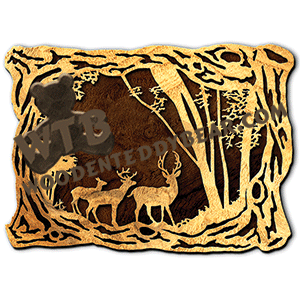 Wood Frame With Deer Scene | Fretwork Scroll Saw Pattern | Wooden Teddy Bear