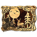 Wood Frame With Deer Scene #2 | Fretwork Scroll Saw Pattern | Wooden Teddy Bear