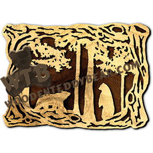 Wood Frame With Bear Scene | Fretwork Scroll Saw Pattern | Wooden Teddy Bear