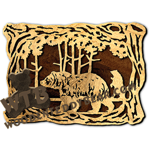 Wood Frame With Bear Scene #2 | Fretwork Scroll Saw Pattern | Wooden Teddy Bear