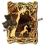 Wood Frame With Horse Scene | Fretwork Scroll Saw Pattern | Wooden Teddy Bear